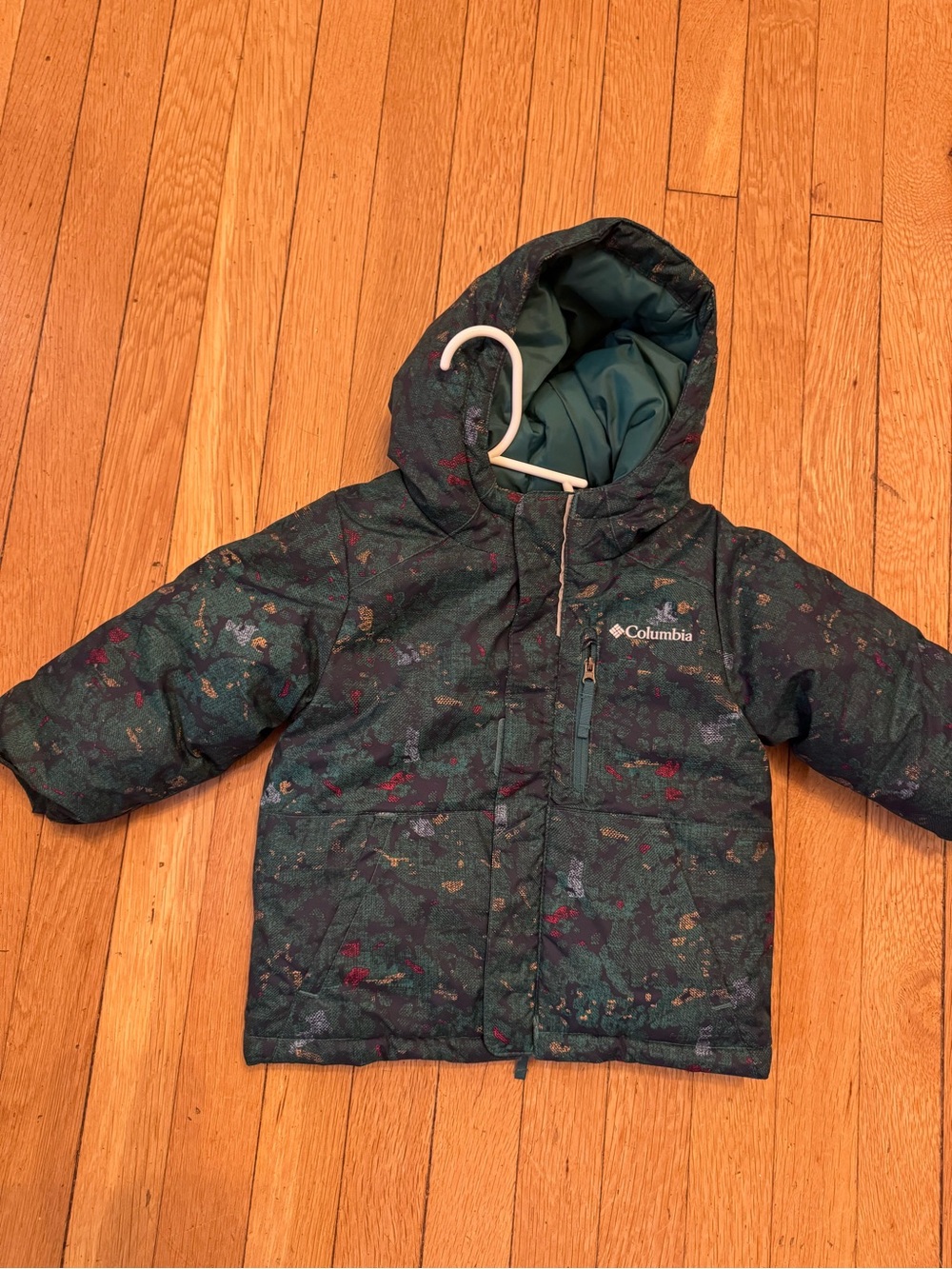 Columbia Kids' Teal Printed Hooded Winter Jacket 2T